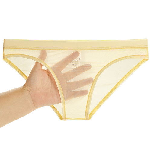 Junye Men's Nude Transparent Underwear Thin Mesh Bagless Tight Briefs Sexy Breathable Trendy Young Men