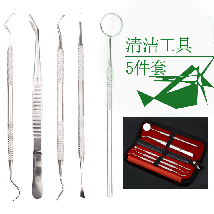 个人护理牙齿套装5件套全不锈钢收纳盒阳江厂家直销牙医工具单支