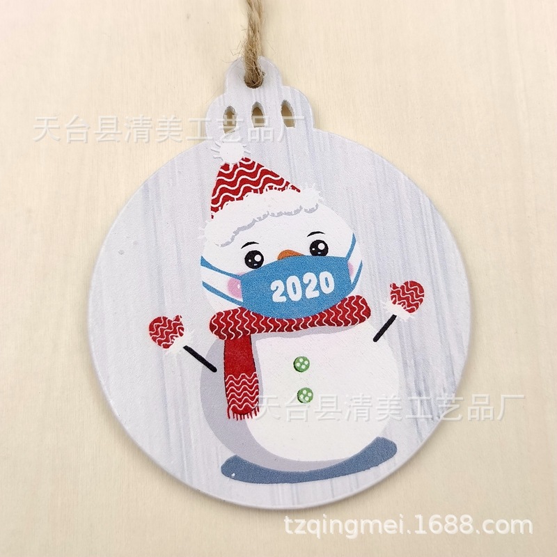 Máscara de bendición de bricolaje de madera Muñeco de nieve colgante de decoración navideña linterna creativa artesanía decoración pieza de madera