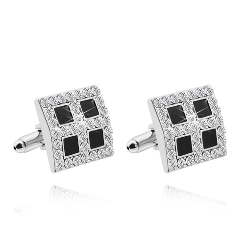 Elegant European and American Men's Cufflinks, Square Diamond Cufflinks, Stylish French Cufflinks, Fashion Accessories for Shirts