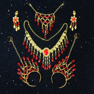 Dance Table Performance Indian Dance Headwear Accessories Belly Dance Necklace Set Accessories Tianzhu Girl