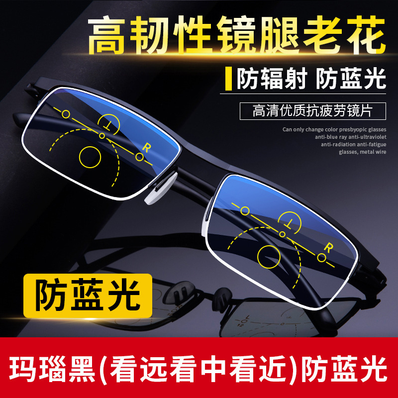 智能老花镜看远看中看近三用老年人花镜半款新品走路开车老花镜男|ms