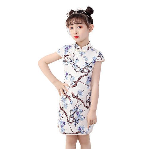 Qipao for kids Country printed cheongsam national Han Dynasty Qipao Tang Suya plum blossom girl Qipao