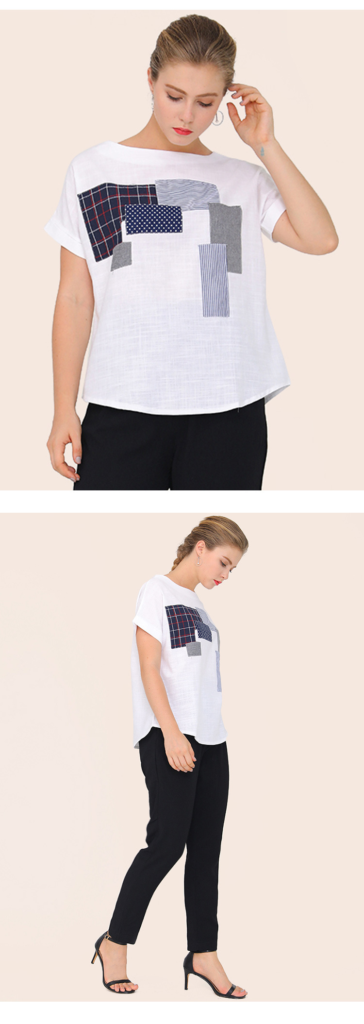 stitching round neck casual t-shirt  NSJR39823