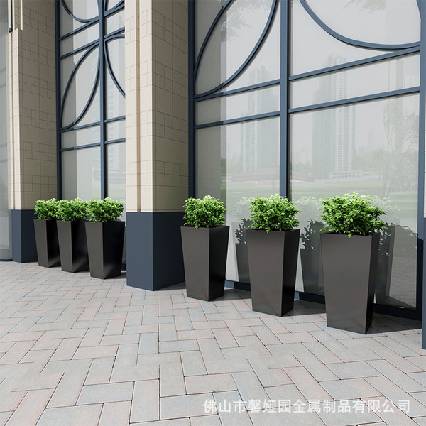 Square black flowerpot stainless steel