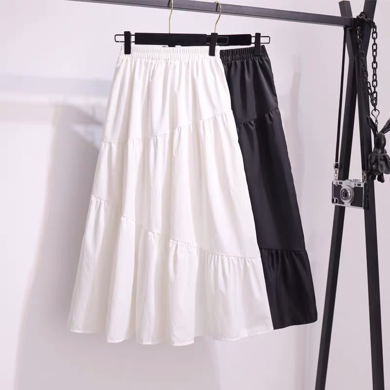 White skirt female summer 2021 new Korean version of the high waist long section A word skirt pine waist fairy long skirt