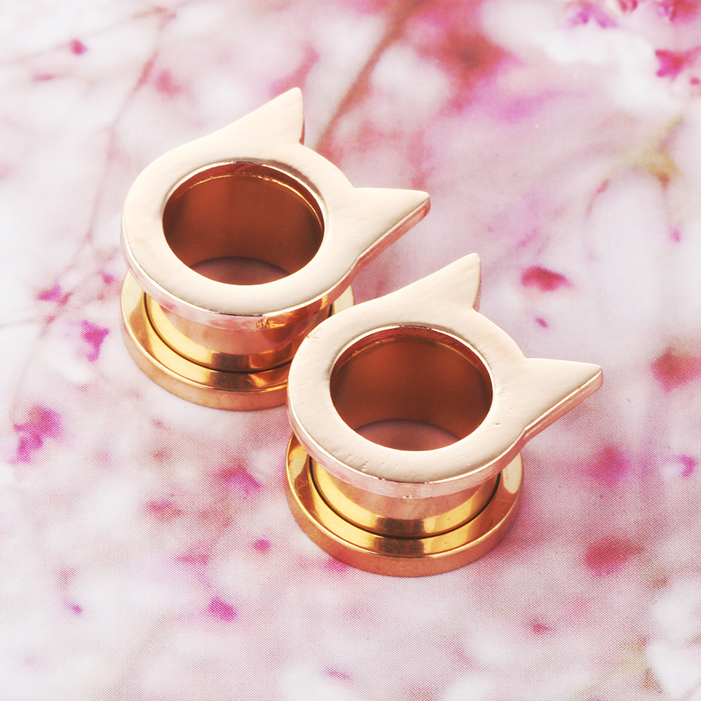 Rose Gold 16mm Stainless Steel Bat Shape Ear Expander Fashion Trendy Men's Women Earrings detail image 7