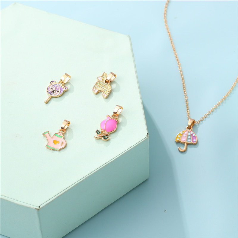 Cartoon Style Umbrella Alloy Enamel Girl's Necklace display picture 3