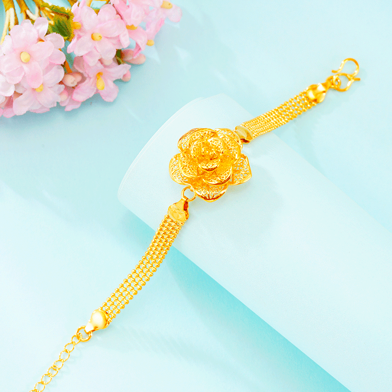 Imitación de lujo 24K pulsera de oro rosa hueco Red joyería de las mujeres de la moda de oro arena puesto en vivo suministro