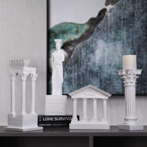 Greek Ancient City Temple Building Model Roman Column Decorative Item European Style Decoration Statues of Gypsum Columns Resin Sculpture 