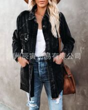 ins热销款欧美春季女士棉衬衫街头潮人做旧翻领宽松型薄款外套