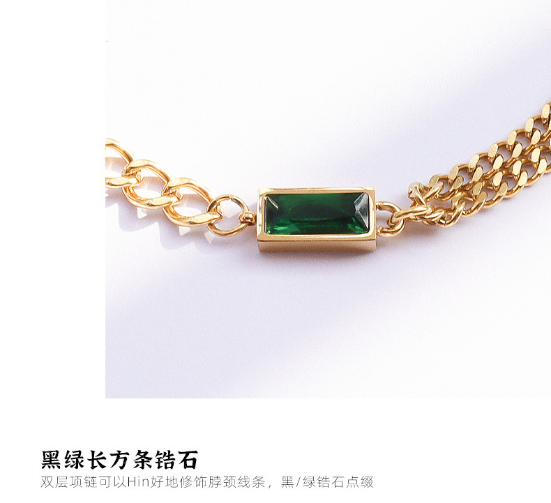 trendy chain zircon double chain stacking necklace