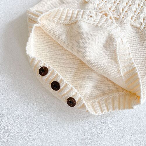 ins spring and autumn clothing baby girl baby knitted hollow waist long-sleeved harem triangle bag fart jumpsuit romper
