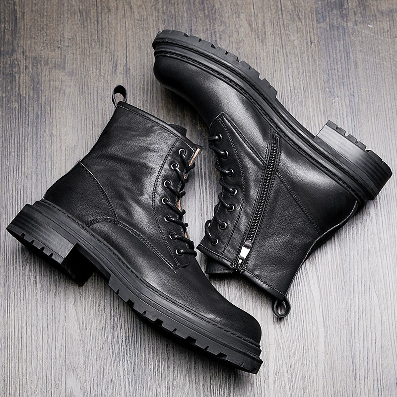 Ботинки Martin из натуральной кожи в британском стиле, мужская обувь с высоким берцем, ботинки из мягкой кожи из воловьей кожи, мужские мотоциклетные ботинки, военные ботинки, флисовые ботинки для спецодежды