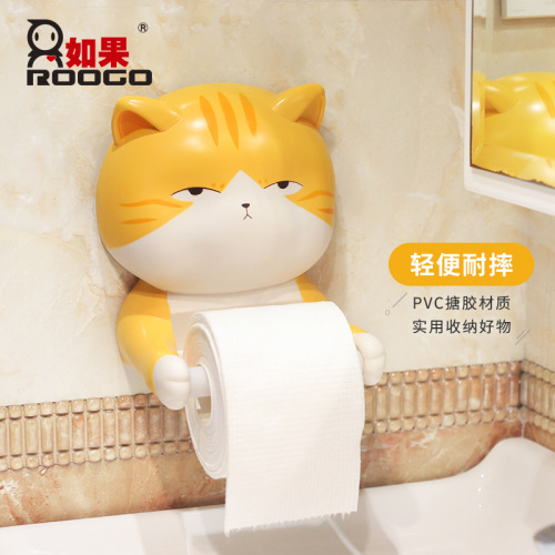 If creative cartoon roll toilet tissue box wall-mounted vinyl toilet paper hanger punch-free paper box