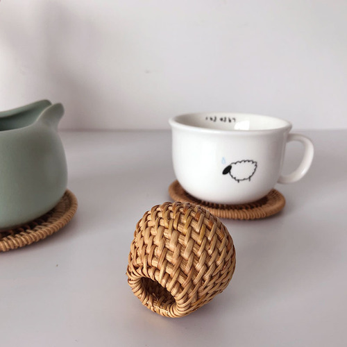 Vietnamese rattan lid rest for teapot, tea set accessory, tea ceremony spare parts, decorative item, Instagram style