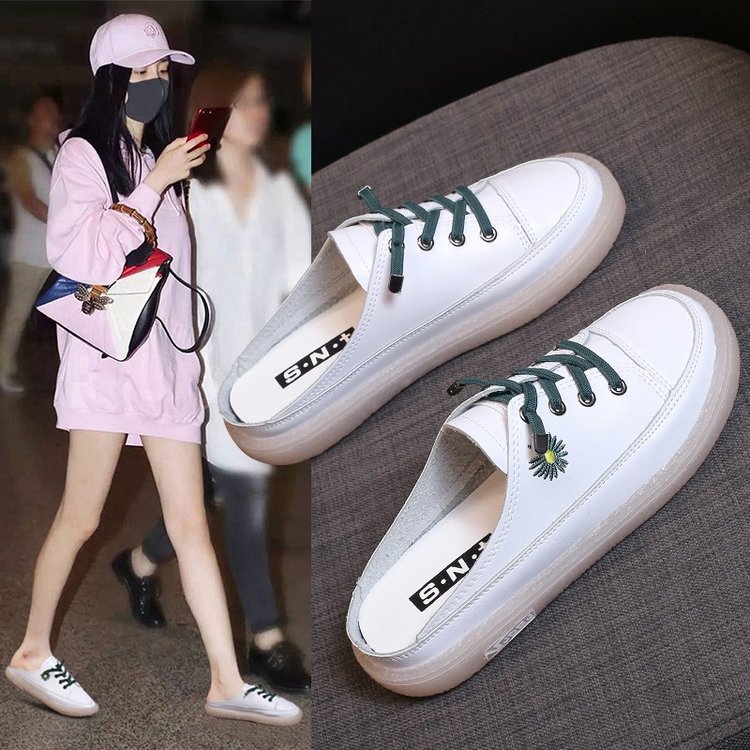 2020夏季新款半拖鞋软底舒适网红拖鞋系带百搭纯色休闲鞋厂家直销|ms