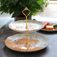 創意陶瓷甜品台開孔陶瓷盤手繪南瓜盤干貨盤西餐盤8寸10寸2層搭配
