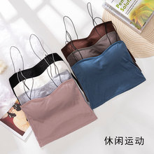 四季纯色油画背心少女裹胸内衣纯棉运动跑步吊带文胸美背抹胸上衣