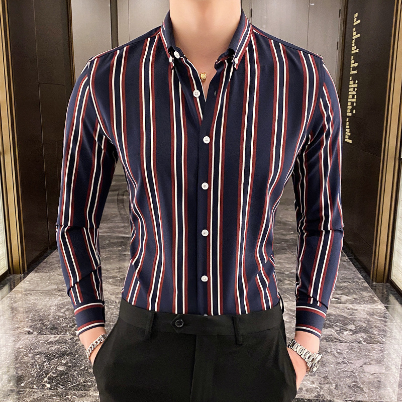 Striped Shirt Men's Loose Shirt Men's Korean Fashionable Jacket ins Casual Handsome Top Spring and Summer New Men's Striped Shirt Men's Loose Shirt Men's Korean Fashionable Jacket ins Casual Handsome Top Spring and Summer New Men's