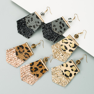 Drop-shaped Double-sided Leather Diamond Earrings display picture 15