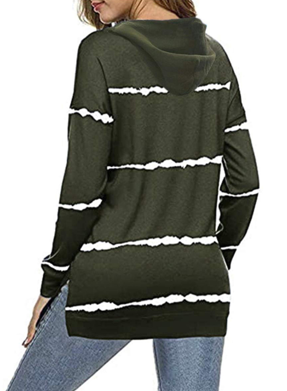suéter de rayas para mujer otoño nuevo estilo tie-dye con capucha de manga larga blusa para mujer NSSI2720