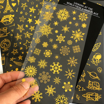 烫金贴纸 雪花 太空贴纸星空 旅行宇宙 diy水晶滴胶壳手账本 一张|ms