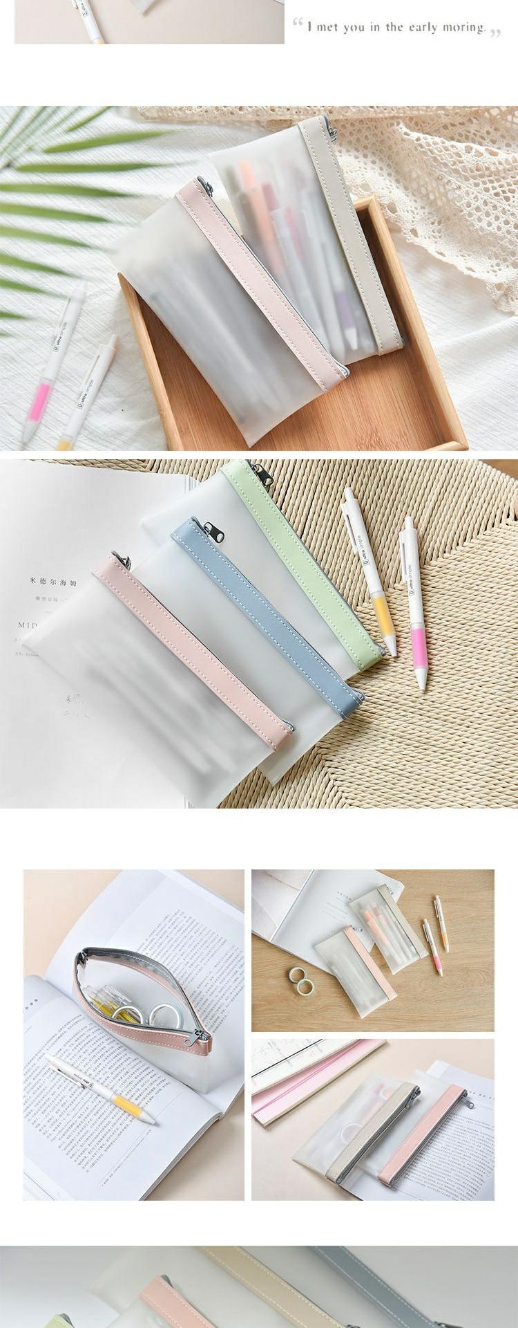 Transparent Pencil Case Girls' Korean Style Internet Celebrity Minimalist Junior High School Ins Large Capacity High School Student Face Value Stationery Case Stationery Box display picture 1