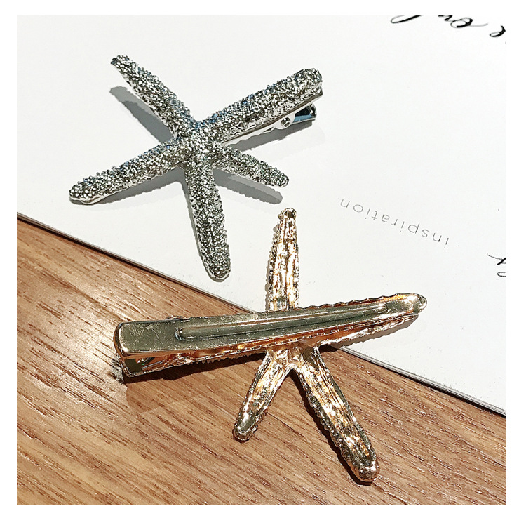 Simple Metal Starfish Duckbill Clip Hair Clip Korean Headdress Girl Bangs Clip Side Clip Hairpin  Wholesale Nihaojewelry display picture 5