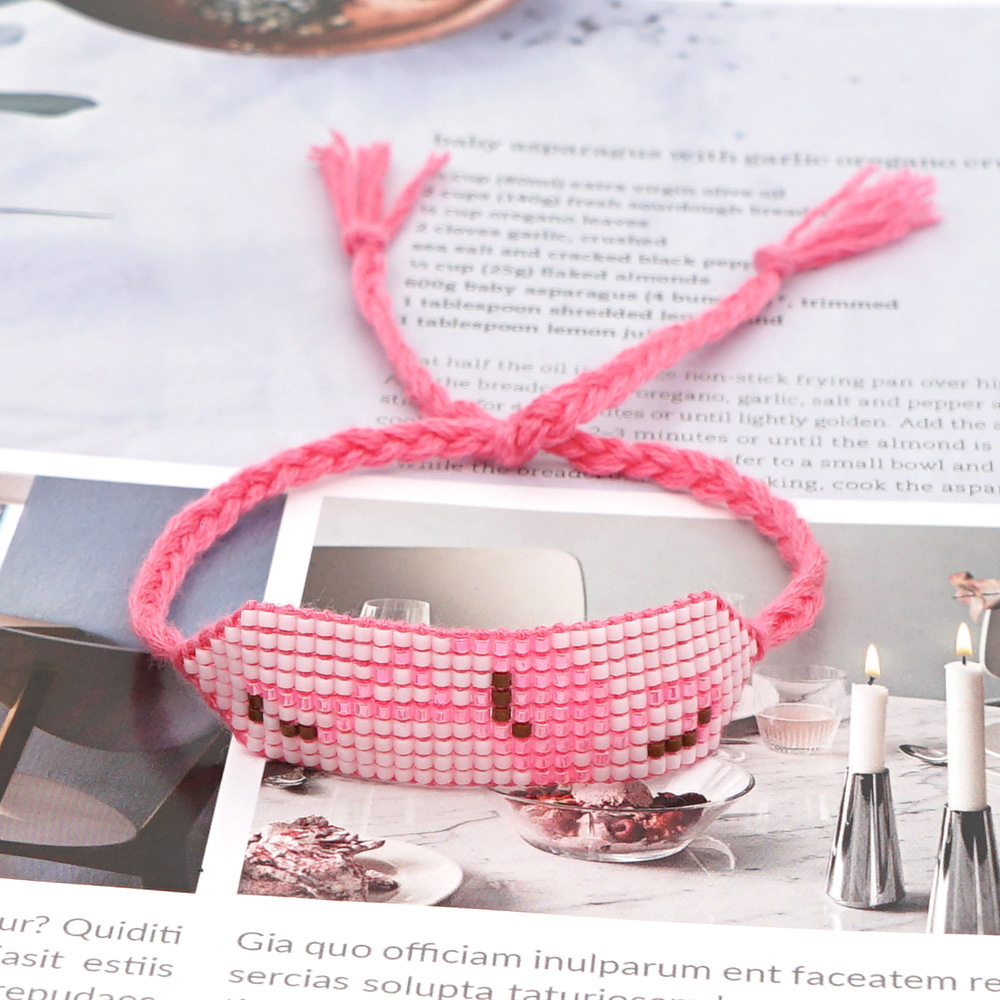 Bracelet Flamant Rose Perles De Riz Bohème display picture 2