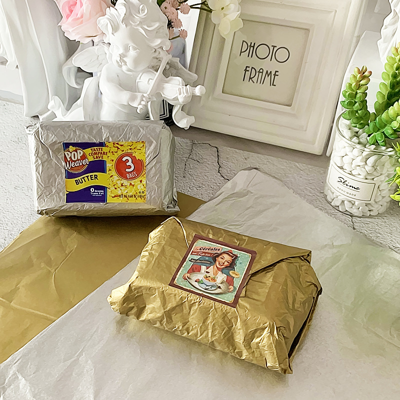 金银色包装纸奶砖史莱姆专用包装纸金箔纸DIY手工薄纸雪梨纸