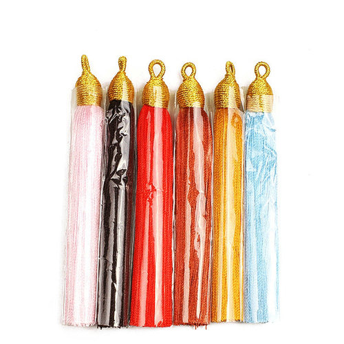 Gold-threaded ribbon cap screw cap tassels half-finished 8cm ring gold tassel fan pendant bookmark musical instrument hanging tassel