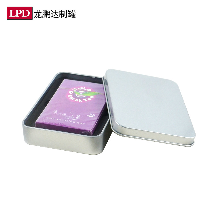 厂家定制 扑克牌纸牌游戏卡牌铁盒包装 磨砂银色马口铁盒可印LOGO