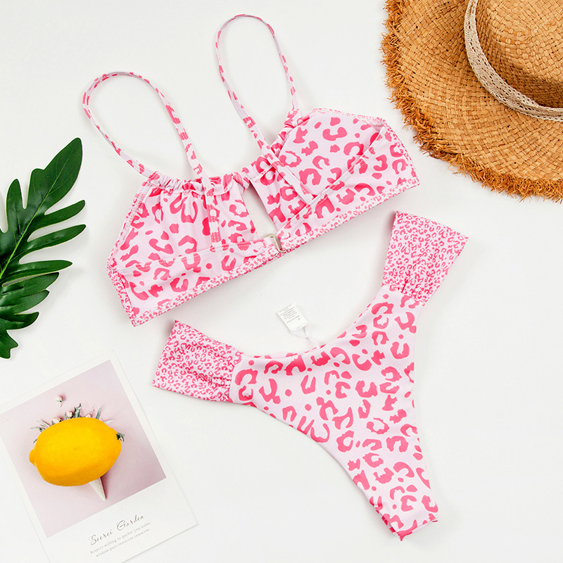 Bikini estampado hueco con cordones NSALS108091