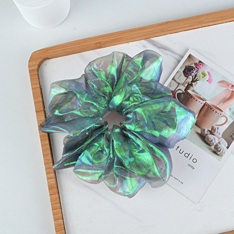 15g Weight Festival Occasion Geometric Pattern Women'S Gender White, Pink, Purple, Green, Yellow Color Korean Bright Silk Organza Hair Scrunchies 10