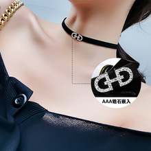 韩国choker项链 女锁骨链短款脖子饰品颈带黑色颈链字母皮绳项链