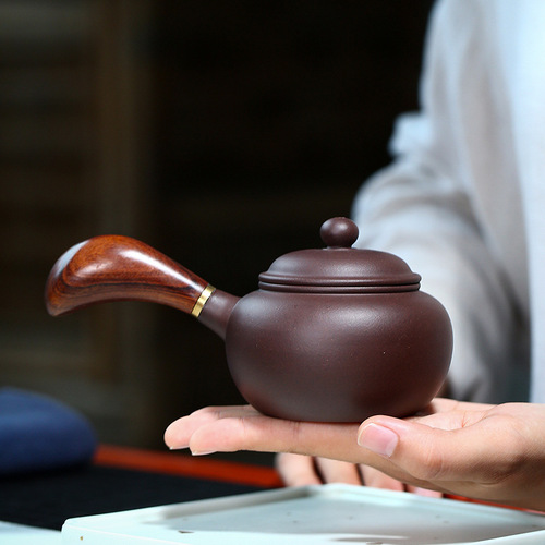 Yixing original ore purple mud hand-painted purple clay pot Tang Yu pot horizontal handle side handle tea set mixed batch online store agent one piece drop shipping