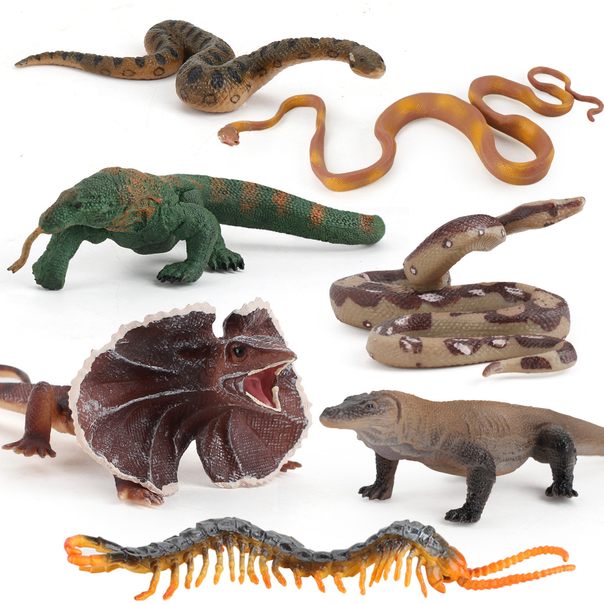 Comercio exterior Venta caliente simulación bosque animal sólido modelo estático paraguas lagarto gigante ciempiés Python niños cognitiva juguete