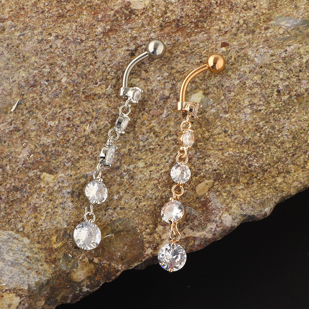 Exquisite Zircon Navel Ring Set - 9-Piece Belly Button Jewelry Collection detail image 7