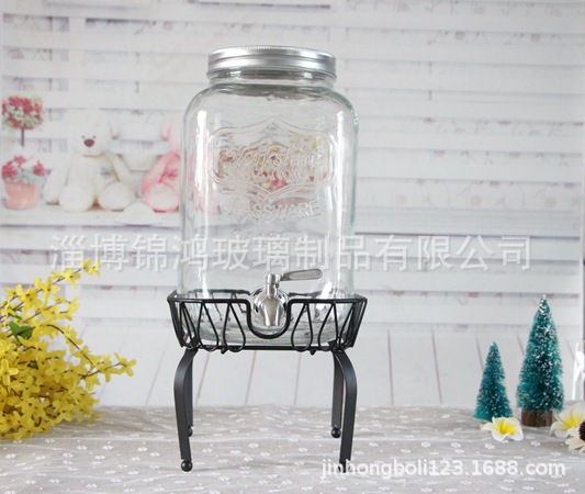 厂家供应一加仑两加仑玻璃饮料分配器4L 8L果汁罐