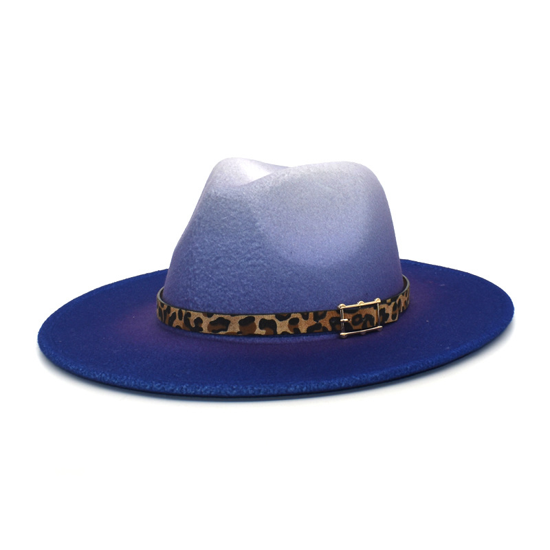 Women's Fashion Gradient Color Metal Button Flat Eaves Fedora Hat display picture 1