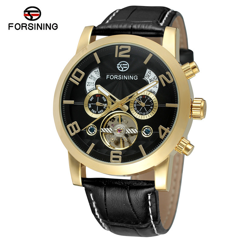 Forsining Fusini hombres de negocios reloj mecánico automático calendario multifuncional cinturón reloj mecánico 165