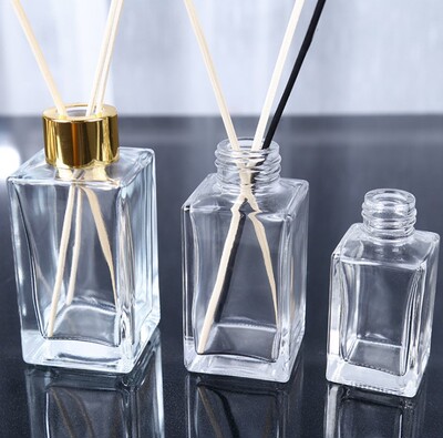 厂家直销玻璃香薰瓶无火香薰钻石香薰瓶透明玻璃熏香瓶方形香熏瓶