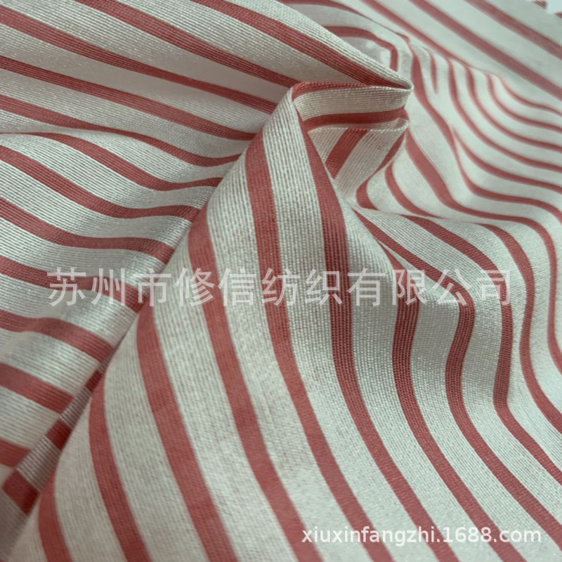 锦粘色织面料 锦棉条 尼龙锦纶单丝人棉横条纹提花女装衬衫面料
