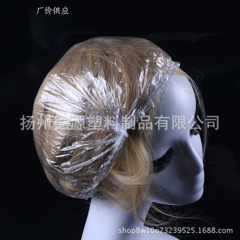 Оптовая Продажа с фабрики одноразовые шапочки для душа PE пластиковые шапочки для душа 100 шт прозрачные водонепроницаемые полосы шапочка для душа гостиничные принадлежности