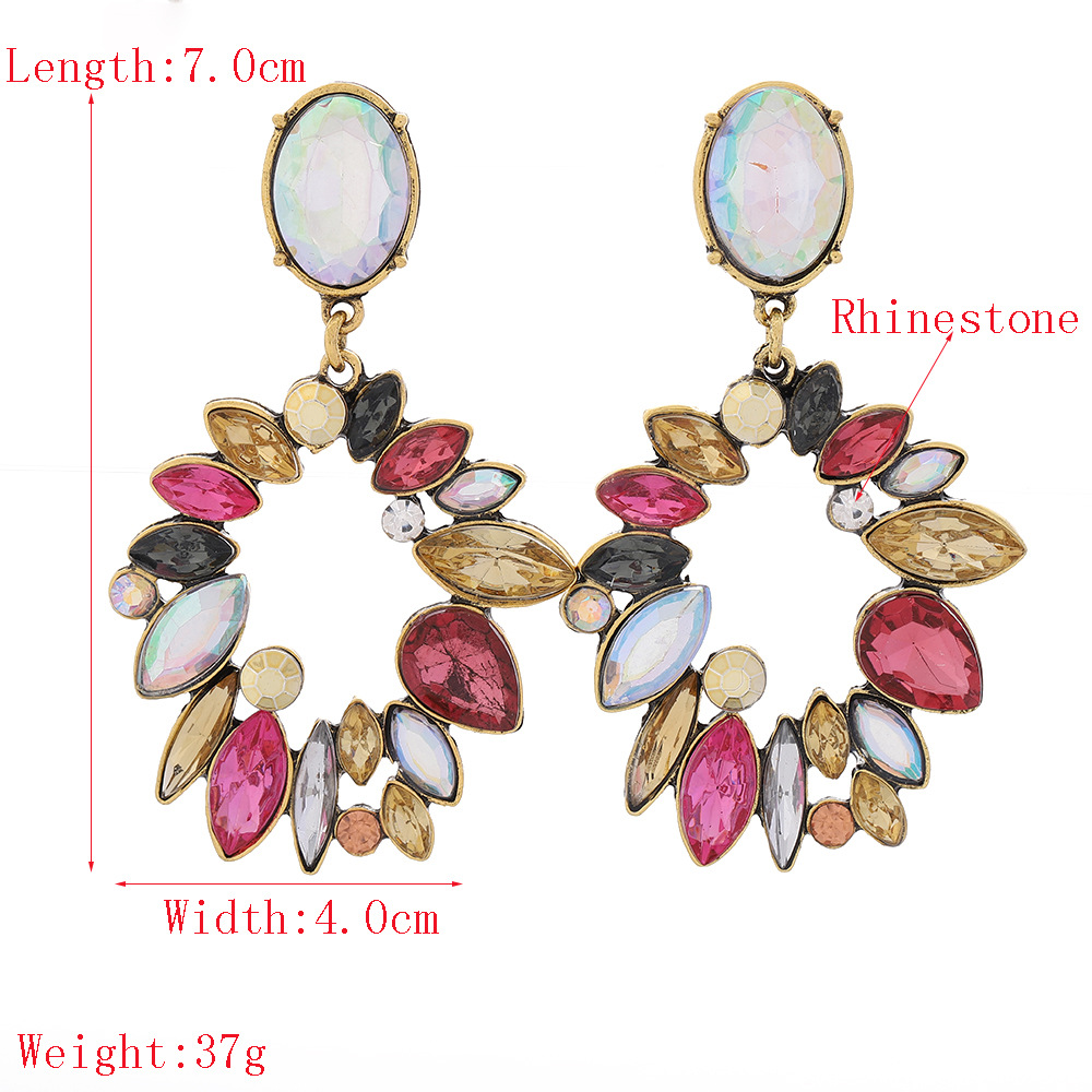 Fashion geometric multilayer alloy diamond earrings female retro long earringspicture1