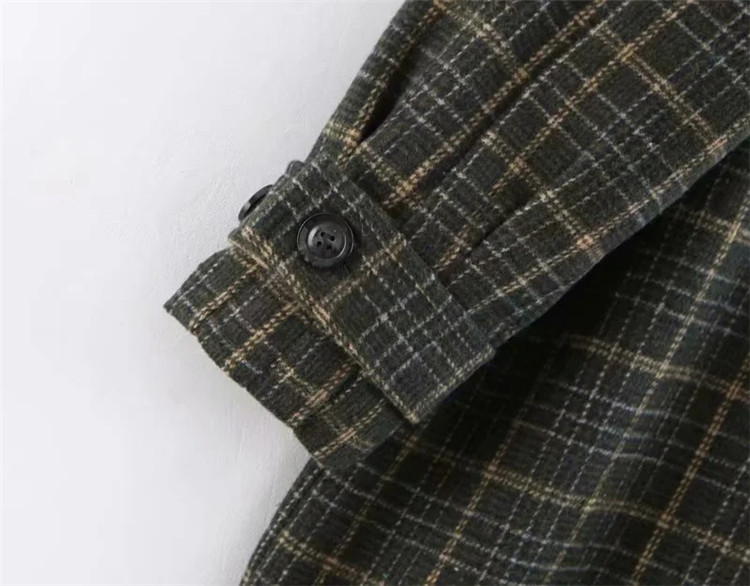 fashionable plaid double-breasted long woolen coat  NSLD11532