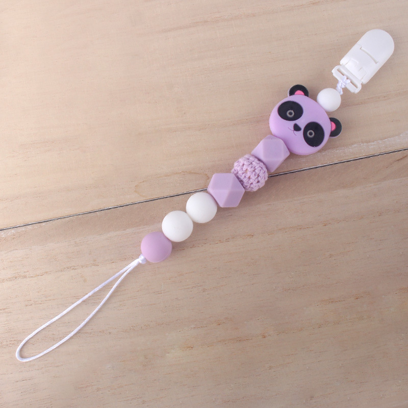 Bebé chupete de silicona chupete cadena anti-gota bebé juguete chupete de silicona clip anti-caída cinturón Panda cinturón de cadena anti-perdida