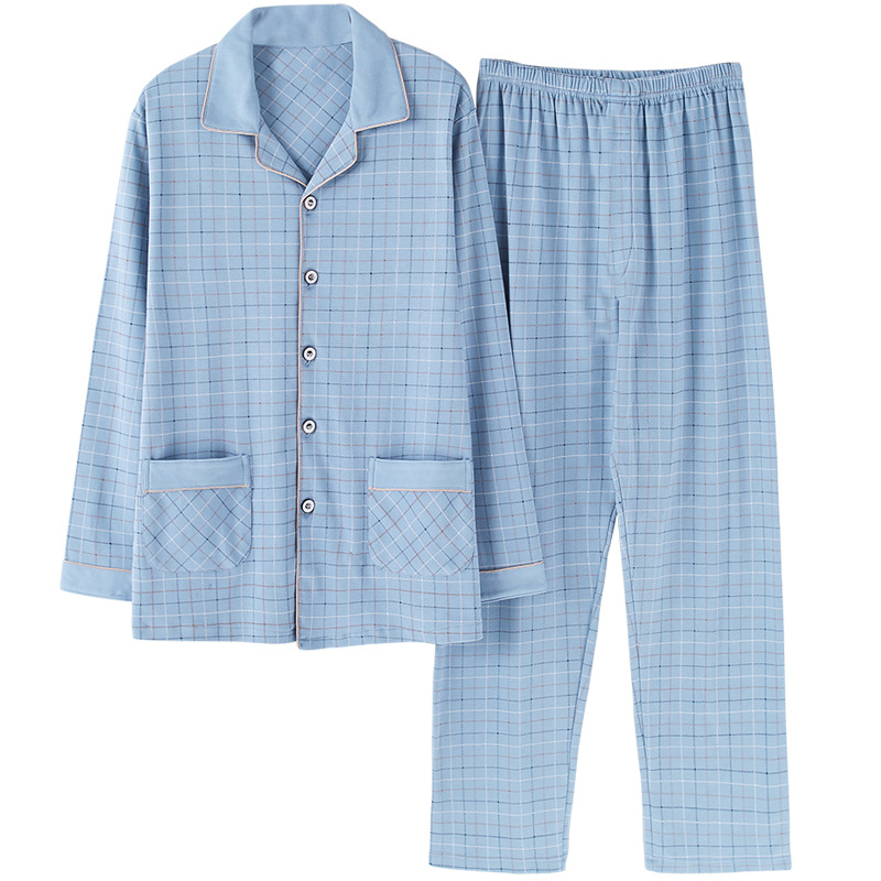 Pijamas de los hombres de primavera y otoño 100% algodón de manga larga ropa para el hogar de los hombres de algodón fino traje de otoño e invierno
