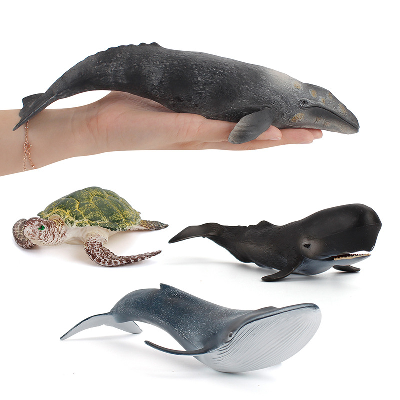 Transfronterizo nuevos niños simulación de Vida Marina modelo de juguete tortuga sólida ballena de Esperma Ballena Azul adornos cognitivos